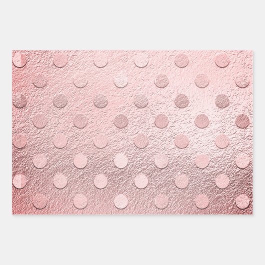 Elegant Gold Silver Pink Metallic Sheen Polka Dot. Inpakpapier Vel (Voorkant 3)