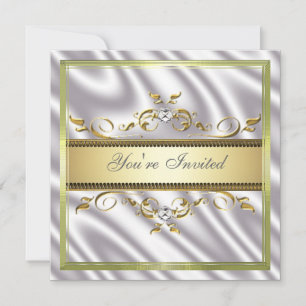 Elegant Gold Silver Silk/Satin Invitation Sjabloon Kaart