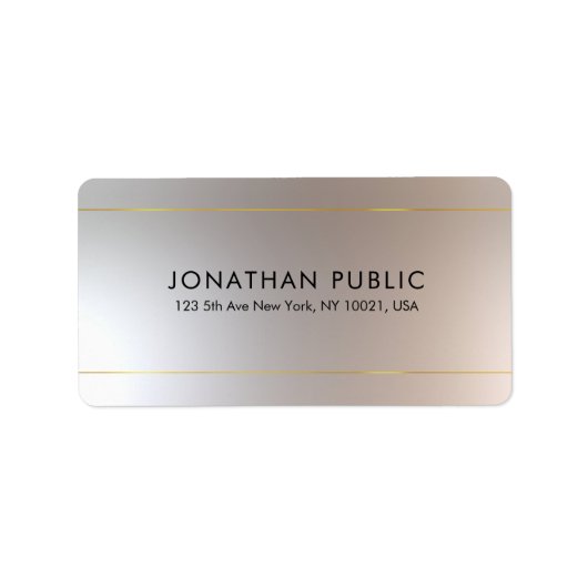 Elegant Gold Silver Sjabloon Top Return Address Etiket (Voorkant)