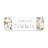 Elegant Gold & Silver Snowflake Adreslabel Etiket (Voorkant)