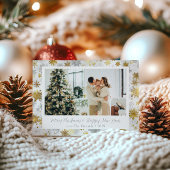 Elegant Gold & Silver Snowflake Holiday Kaart