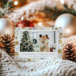 Elegant Gold & Silver Snowflake Holiday Kaart