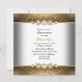 Elegant Gold Silver Swirl Damask Quinceanera Kaart (Achterkant)