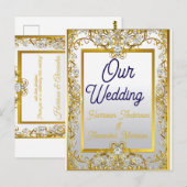 Elegant Gold & Silver Wedding Invitation Briefkaart (Voorkant / Achterkant)