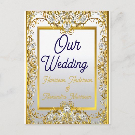 Elegant Gold & Silver Wedding Invitation Briefkaart (Voorkant)
