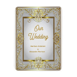 Elegant Gold & Silver Wedding Invitation – Ornate  Magneet