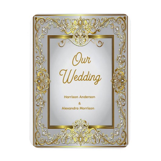 Elegant Gold & Silver Wedding Invitation – Ornate  Magneet (Verticaal)