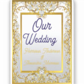 Elegant Gold & Silver Wedding Invitation Sticker (Voorkant)
