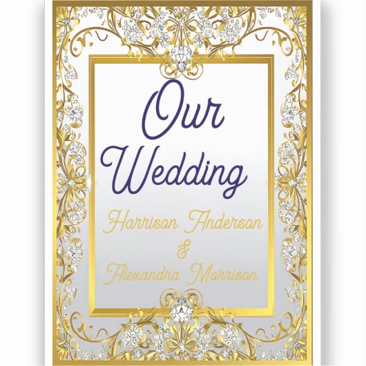 Elegant Gold & Silver Wedding Invitation Sticker (Voorkant)