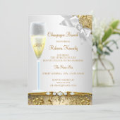 Elegant Gold Silver White Champagne Brunch Kaart (Staand voorkant)