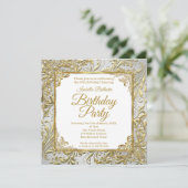 Elegant Gold Silver White Pearl Birthday Party Kaart (Staand voorkant)