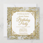 Elegant Gold Silver White Pearl Birthday Party Kaart (Voorkant)