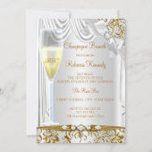 Elegant Gold Silver White Silk Champagne Brunch Kaart (Voorkant)