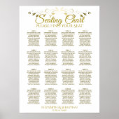 Elegant Gold Simple 16 Table Wedding Seating Chart Poster (Voorkant)