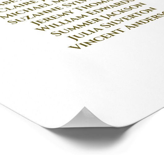 Elegant Gold Simple 16 Table Wedding Seating Chart Poster (Hoek)