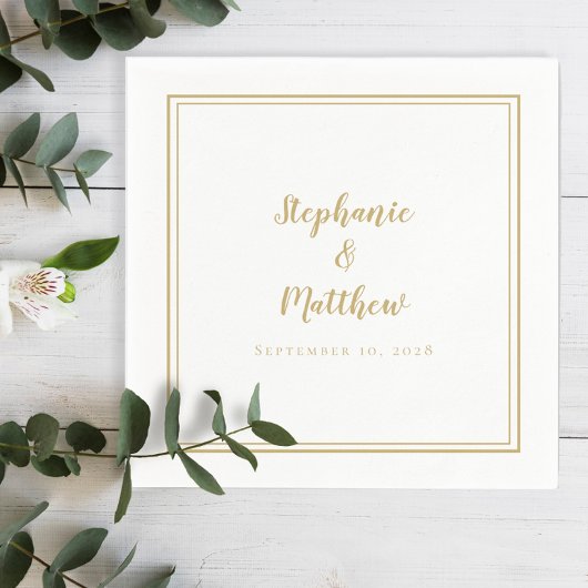 Elegant Gold Simple Modern Minimalist Weddenschap Servet