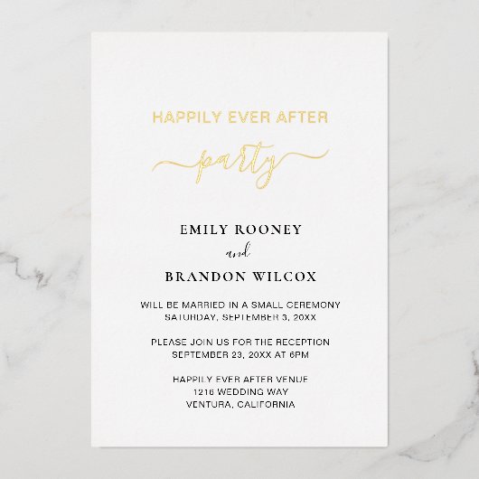 Elegant Gold Simple Modern Weddenschap Folie Uitnodiging (Voorkant)