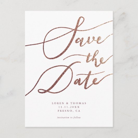 Elegant Gold Simple Script Wedding Save the Date Aankondigingskaart (Voorkant)