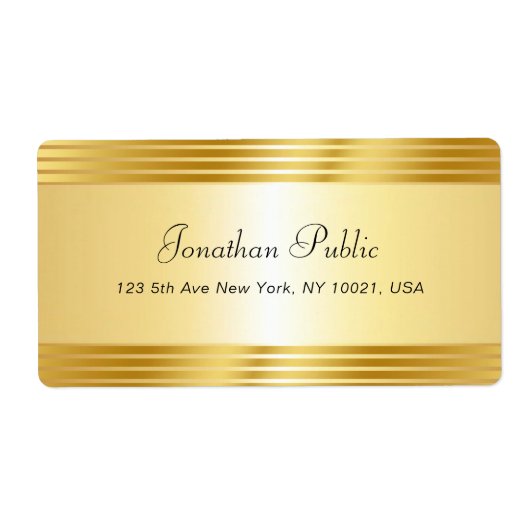 Elegant Gold Sjabloon Handgeschreven Script Name Etiket (Voorkant)
