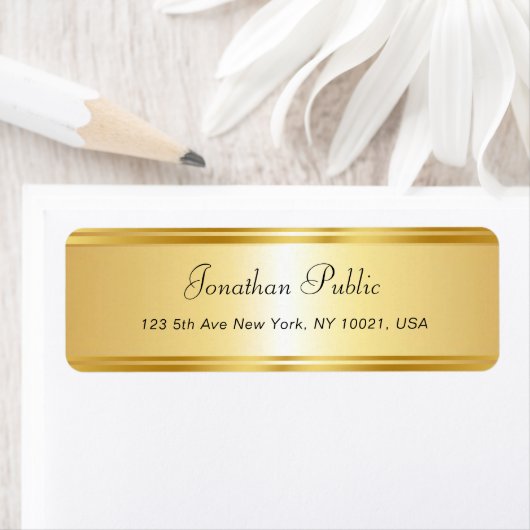 Elegant Gold Sjabloon Handmatige scriptnaam Modern Etiket (Insitu)