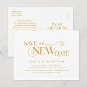Elegant Gold, sla de nieuwe datum op, uitstel Briefkaart (Voorkant / Achterkant)