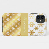 Elegant Gold Snow Flake Monogram iPhone Case (Achterkant (horizontaal))