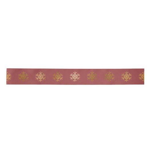 Elegant Gold Snowflake Christmas Holiday Burgundy Satijnen Lint (Voorkant)