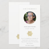 Elegant Gold Snowflake Cirkel Foto Memorial Bedankkaart (Voorkant / Achterkant)