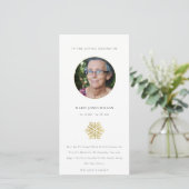 Elegant Gold Snowflake Cirkel Foto Memorial Bedankkaart (Staand voorkant)
