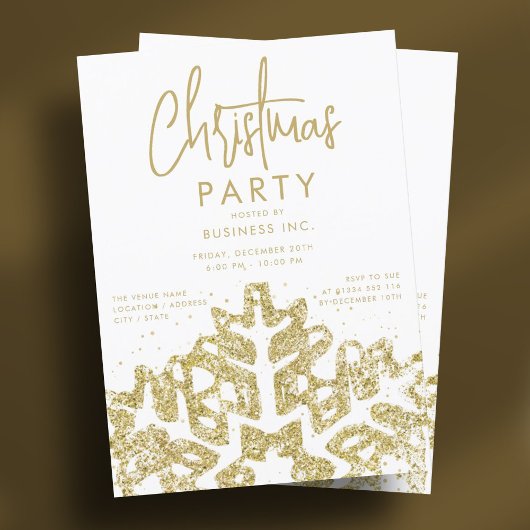 Elegant Gold Snowflake Corporate Kerstparty Kaart