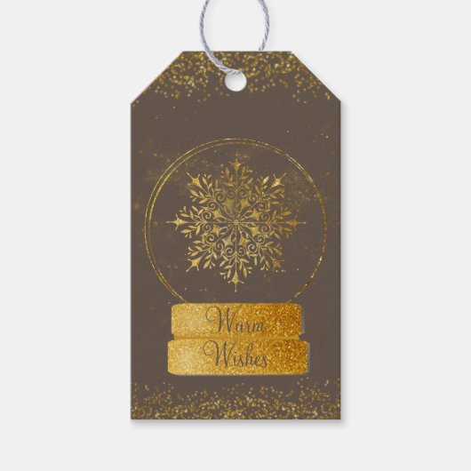 Elegant Gold Snowflake Custom Gift Label Cadeaulabel (Voorkant)