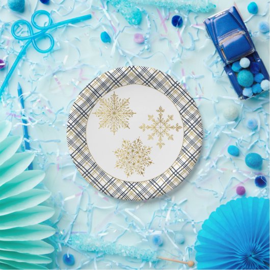 Elegant Gold Snowflake en geplakt Lijst Bord (Feest)