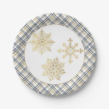 Elegant Gold Snowflake en geplakt Lijst Bord