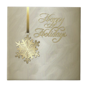 Elegant Gold Snowflake Gold Foil Holiday Tile Tegeltje