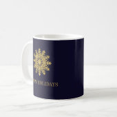 Elegant Gold Snowflake Holiday Coffee Mok (Voorkant links)