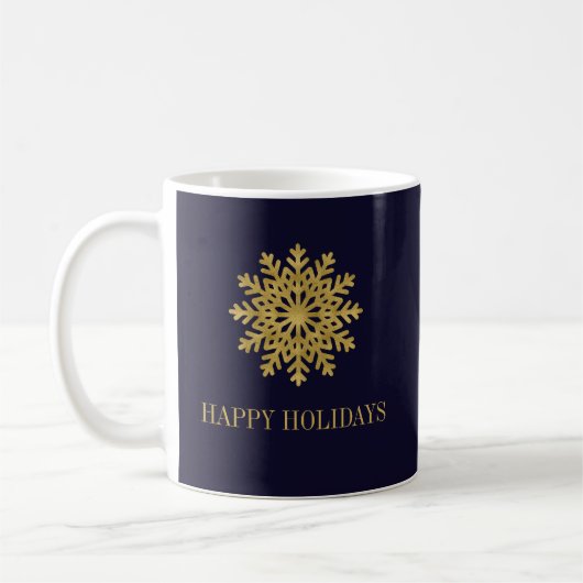 Elegant Gold Snowflake Holiday Coffee Mok (Links)