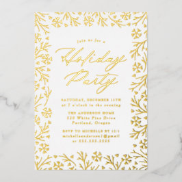 Elegant Gold Snowflake Holiday Folie Uitnodiging