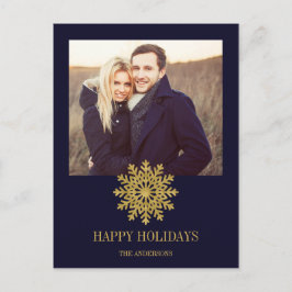 Elegant Gold Snowflake Holiday Foto Briefkaart