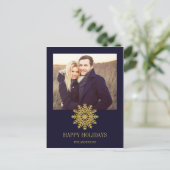 Elegant Gold Snowflake Holiday Foto Briefkaart (Staand voorkant)