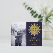 Elegant Gold Snowflake Holiday Foto Briefkaart (Staand voorkant)