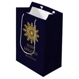 Elegant Gold Snowflake Holiday Gift Bag Medium Cadeauzakje