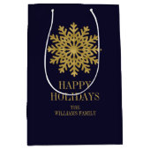 Elegant Gold Snowflake Holiday Gift Bag Medium Cadeauzakje (Voorkant)