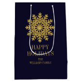 Elegant Gold Snowflake Holiday Gift Bag Medium Cadeauzakje (Achterkant)