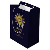 Elegant Gold Snowflake Holiday Gift Bag Medium Cadeauzakje (Achterkant Gekanteld)