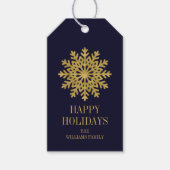 Elegant Gold Snowflake Holiday Gift Label Cadeaulabel (Voorkant)