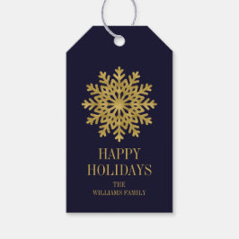 Elegant Gold Snowflake Holiday Gift Label Cadeaulabel