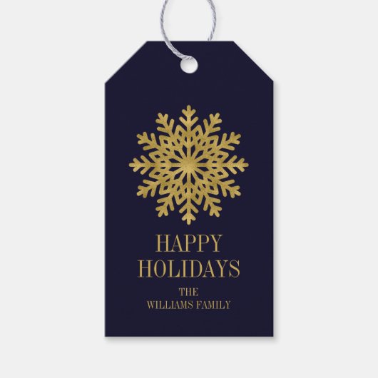 Elegant Gold Snowflake Holiday Gift Label Cadeaulabel (Voorkant)