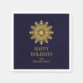 Elegant Gold Snowflake Holiday Paper Napkins Servet