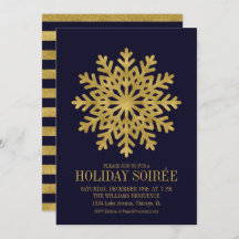 Elegant Gold Snowflake Holiday Party Kaart