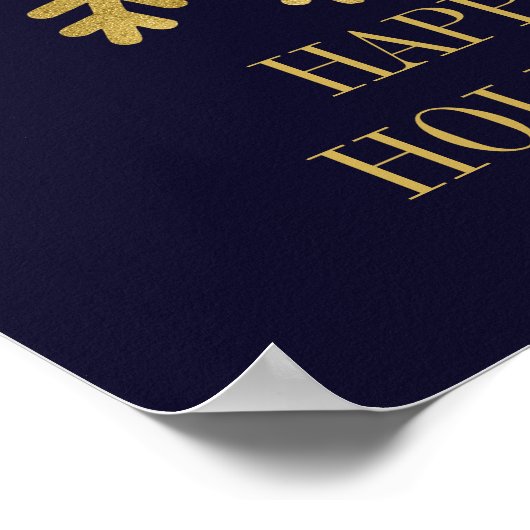 Elegant Gold Snowflake Holiday Poster Sign. (Hoek)